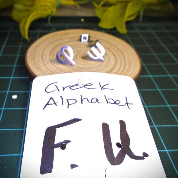 Greek Letters F U Stud earrings, stainless steel Studs, FU mismatched set 2/$10 - Picture 1 of 5
